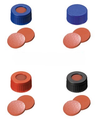 Skrutkovacie uzávery ND9, septa prírodný kaučuk /PTFE (TEF), 100ks, LABSOLUTE®