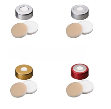 Krimpovací uzáver ND20, hliníkový, silikón/PTFE, stred. otvor, LABSOLUTE