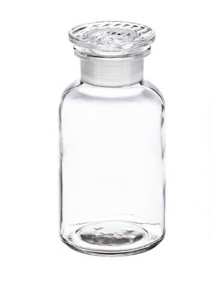 Fľaša širokohrdlá prachovnica, NZ, číra so zabrúsenou zátkou