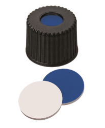 Uzver zvit ND8, PP ierny, septa sil. tm.mod./PTFE biely, stred. otvor, 100ks