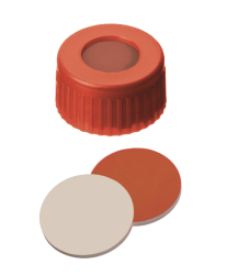 Uzver skrutkovac ND9, PP, erven, kau/PTFE, stred.otvor, 100ks