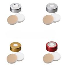 Krimpovací uzáver ND20, hliníkový, silikón/PTFE, stred. otvor, LABSOLUTE Krimpovací uzáver ND20, hliníkový, silikón/PTFE, stred. otvor, LABSOLUTE